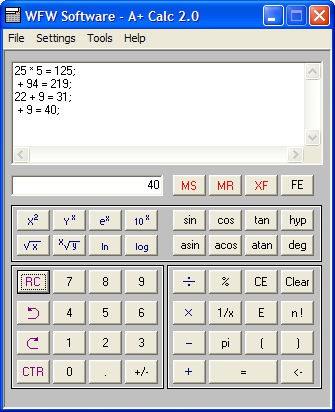 A+ Calc 2.0 screenshot