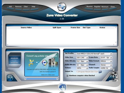 A-Z Zune Video Converter 3.19 screenshot
