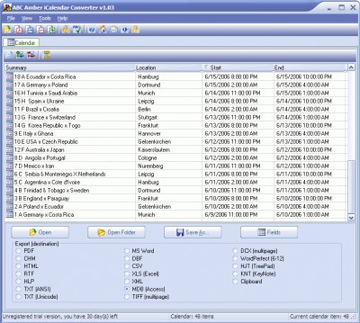 ABC Amber iCalendar Converter 2.08 screenshot