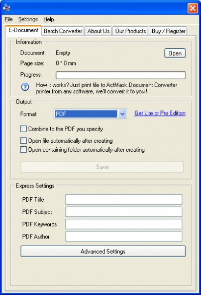ActMask Document Converter X 3.416 screenshot