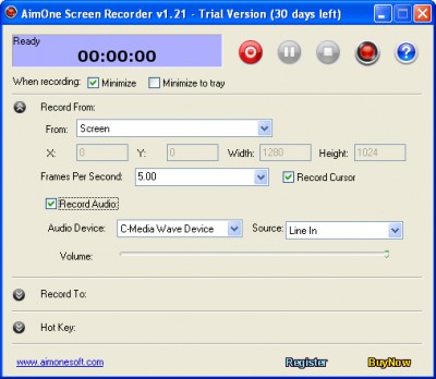AimOne Screen Recorder 1.31 screenshot