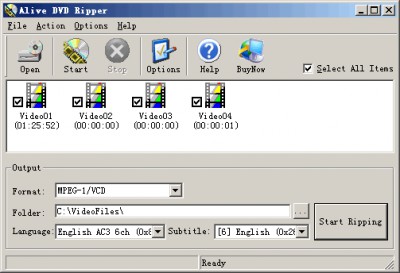 Alive DVD Ripper 3.0.1.8 screenshot