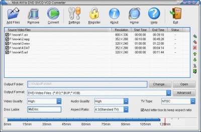Allok AVI to DVD SVCD VCD Converter 4.0.0529 screenshot