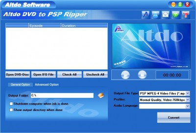 Altdo DVD to PSP Ripper 4.1 screenshot