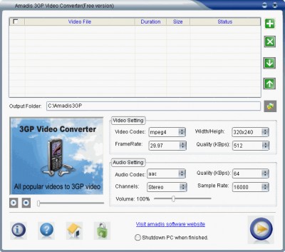 Amadis 3GP Video Converter 3.8.9 screenshot
