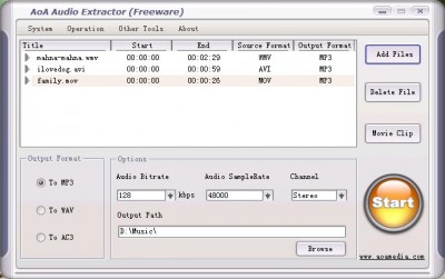 AoA Audio Extractor 2.0.0.0725 screenshot