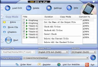 AoA DVD to iPod 3.0.3.2 screenshot