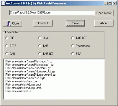 ArcConvert 0.65a screenshot