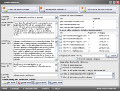 Article Submitter 4.0 screenshot