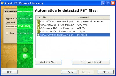 Atomic PST Password Cracker 1.60 screenshot