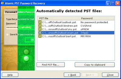 Atomic PST Password Recovery 2.1 screenshot