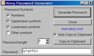 Atory Password Generator 1.2 screenshot