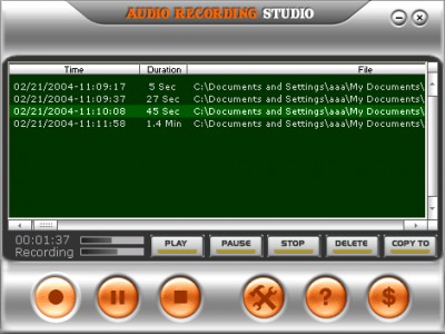 Audio recording Studio 3.0 screenshot