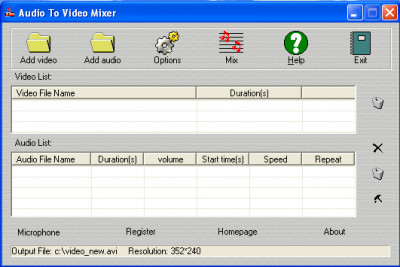 Audio To Video Mixer 3.2.1.4 screenshot