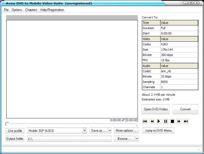 Avex DVD to Mobile Video Suite 2011.1105 screenshot