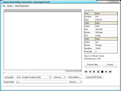 Avex iPod Video Converter 5.0 screenshot