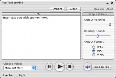 Aye Text to MP3 3.0 screenshot