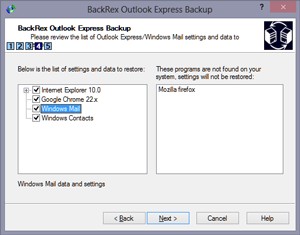 BackRex Outlook Express Backup 2.8.178 screenshot