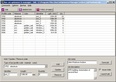 Bar Cut Optimizer and Manager 124 screenshot