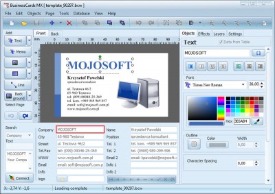 BusinessCards MX 4.6 screenshot