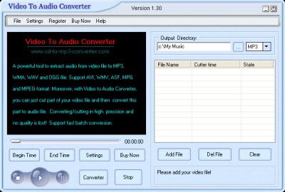 Crystal Video To Audio Converter 1.30 screenshot