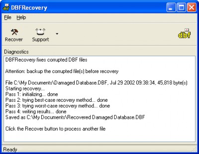 DBFRecovery 1.1.0843 screenshot