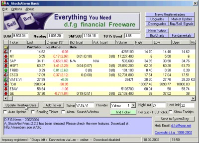 dfg StockAlert XP 3.9.2 screenshot