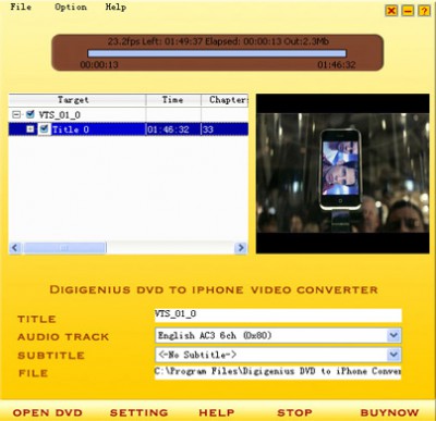 Digigenius DVD to iPhone Converter 3.6.1 screenshot