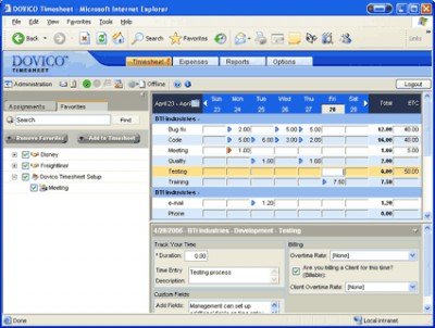 DOVICO Timesheet 9.1 screenshot