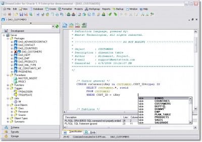 DreamCoder for Oracle Free Edition 3.0.2.5 screenshot