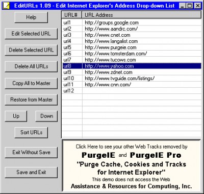 EditURLs 2.02 screenshot