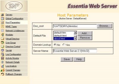 Essentia Web Server for Linux 2.1 screenshot
