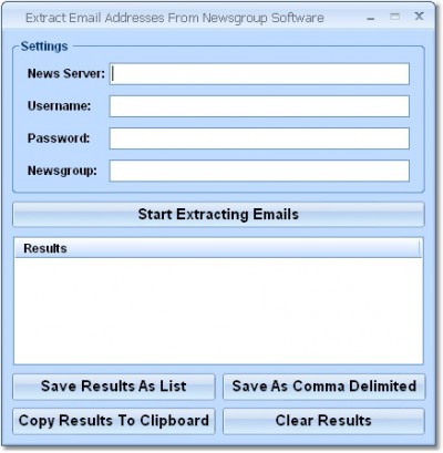 Extract Email Addresses From Newsgroup Software 7.0 screenshot
