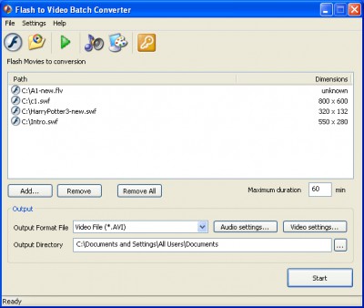 Flash to Video Batch Converter 3.2 screenshot