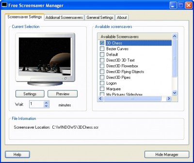Free Screensaver Manager 1.00 screenshot