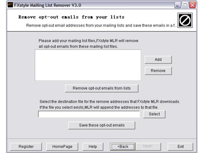 FXstyle Mailing List Remover 3.0 screenshot