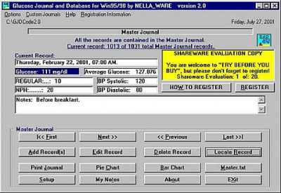 Glucose Journal and Database 2.0 screenshot