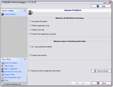 HSLAB Prefetch Manager 1.4.831.20 screenshot