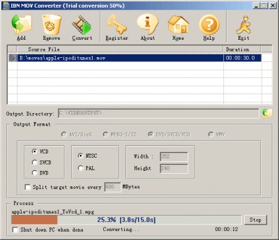 IBN MOV Converter 2.0.1 screenshot