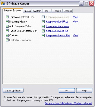 IE Privacy Keeper 2.7 screenshot