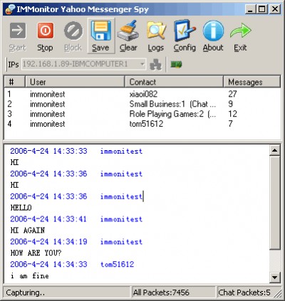 IMMonitor Yahoo Messenger Spy 2.0 screenshot