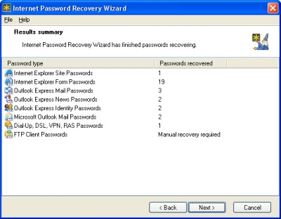 Internet Password Recovery Wizard 1.1 screenshot