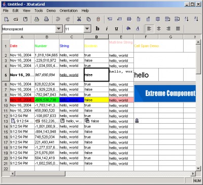JDataGrid Spreadsheet Edition 2.9.0 screenshot
