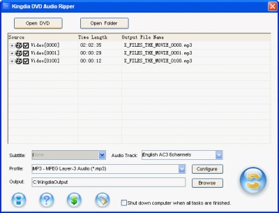 Kingdia DVD Audio Ripper 3.7.12 screenshot