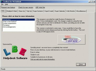 LBE Toolbox for MS Outlook 2.1.1 screenshot