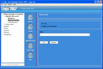 Lingo Vocabulary Trainer 2007 SE screenshot