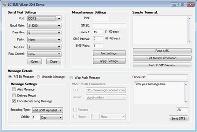 Logiccode GSM SMS ActiveX Dll 1.1 screenshot