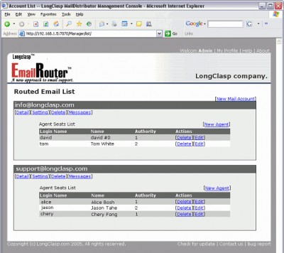 LongClasp Email Router 1.3 screenshot