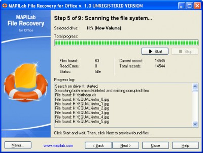 MAPILab File Recovery for Office 1.9 screenshot