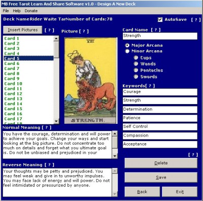 MB Free Tarot Learn And Share Software 1.30 screenshot